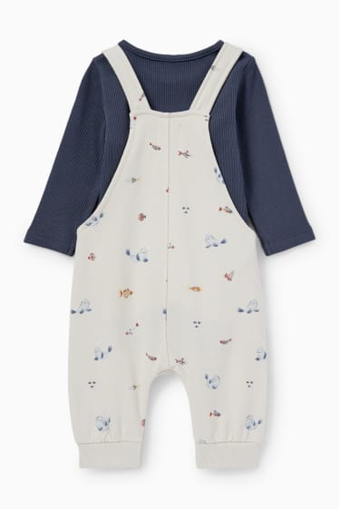 Babys - Meerestiere - Baby-Outfit - 2 teilig - dunkelblau / cremeweiss