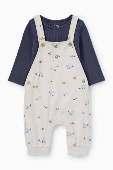 Bébés garçons - Animaux de la mer - ensemble bébé - 2 pièces - bleu foncé / blanc crème