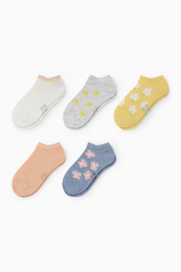 Bambini - Confezione da 5 - primavera - calzini corti con motivo - giallo