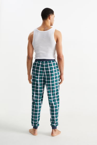 Home - Pantalons de pijama de franel·la - de quadres - blau fosc