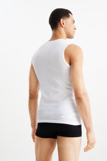Hommes - Lot de 3 - maillot de corps - fines côtes - sans coutures - blanc