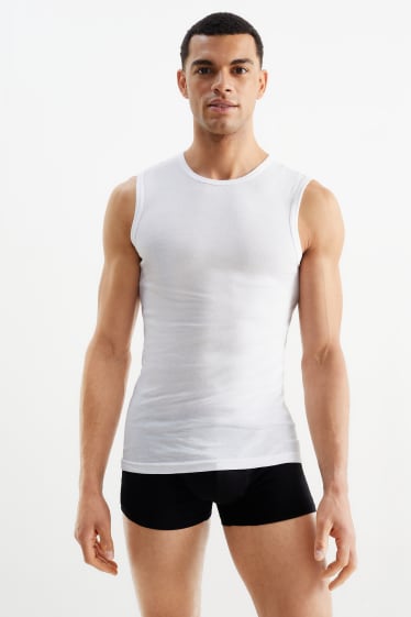 Hommes - Lot de 3 - maillot de corps - fines côtes - sans coutures - blanc