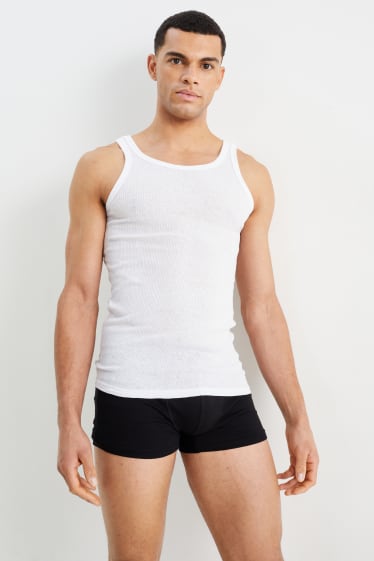 Hombre - Pack de 5 - camisetas interiores - canalé doble - sin costuras - blanco