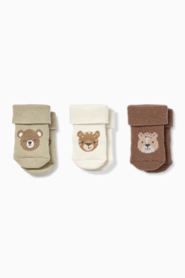 Babies - Multipack of 3 - animals - newborn socks with motif - gray