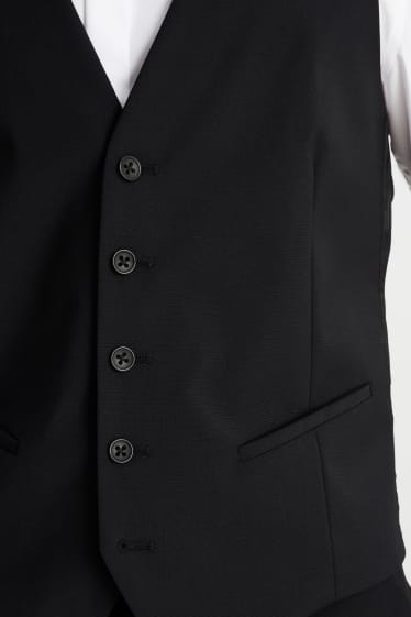 Pánské - Obleková vesta - regular fit - flex - směs střižné vlny - černá