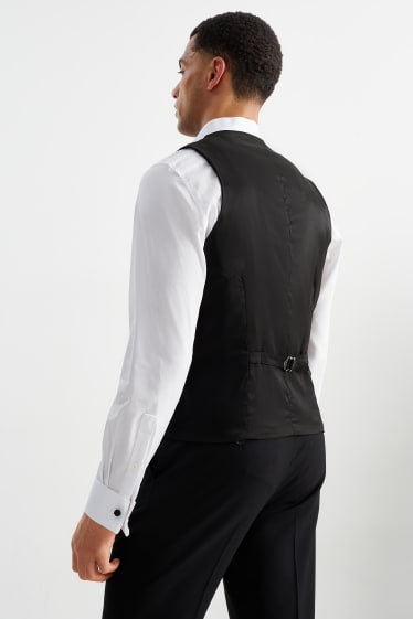 Hommes - Gilet de costume sans manches - regular fit - Flex - laine vierge mélangée - noir