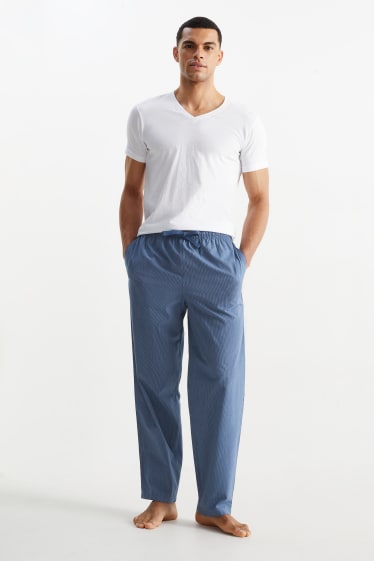 Mężczyźni - Spodnie od piżamy - w paski - ciemnoniebieski