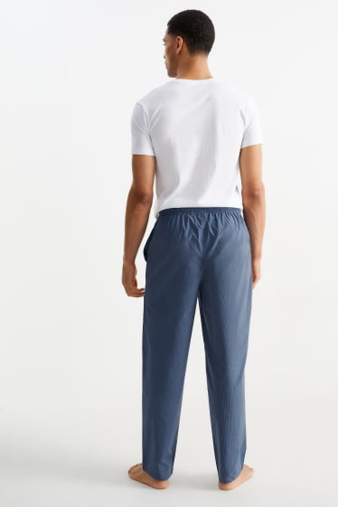 Mężczyźni - Spodnie od piżamy - w paski - ciemnoniebieski
