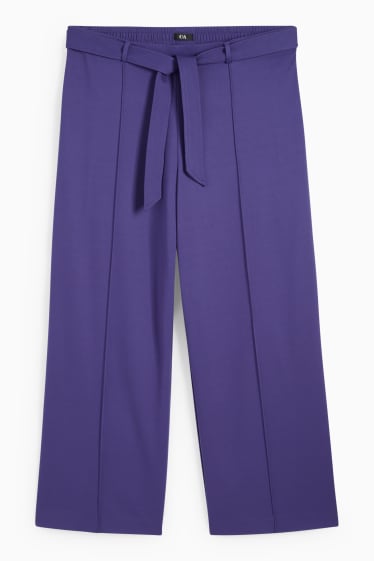 Women - Jersey trousers - flared fit - purple
