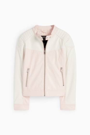 Kinder - Bikerjacke - Lederimitat - rosa