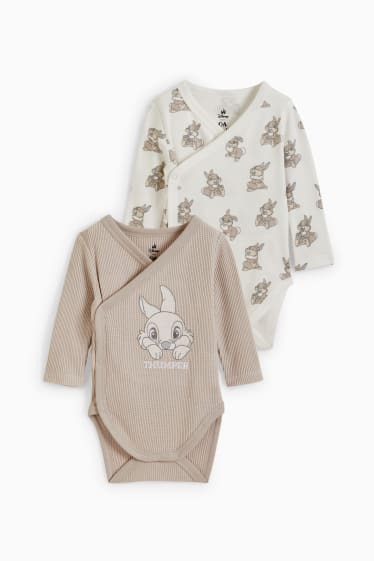 Babies - Multipack of 2 - Bambi - baby wrapover bodysuit - light gray