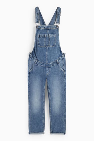 Dámské - Těhotenské kalhoty s laclem - straight fit - džíny - modré