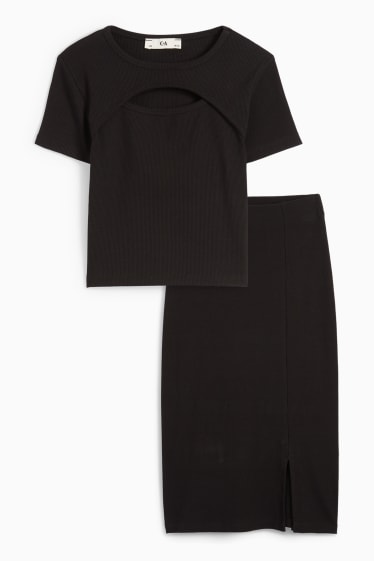 Nen/a - Conjunt - samarreta de màniga curta i faldilla - 2 peces - negre