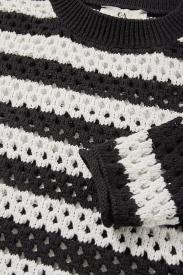 Kinder - Pullover - gestreift - schwarz / weiß