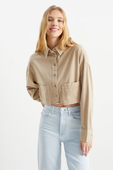 Donna - CLOCKHOUSE - blusa dal taglio corto - beige
