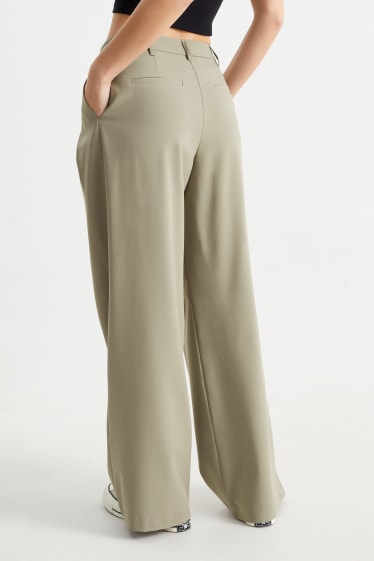 Mujer - CLOCKHOUSE - pantalón de tela - mid waist - wide leg - caqui
