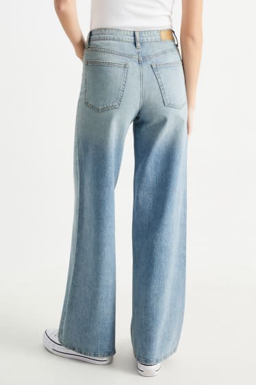 Damen - Wide Leg Jeans - Mid Waist - helljeansblau