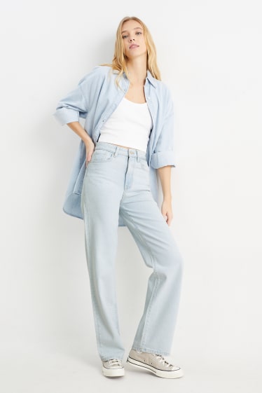 Women - CLOCKHOUSE - loose fit jeans - high waist - denim-light blue