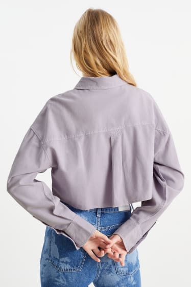 Damen - CLOCKHOUSE - Crop Bluse - hellviolett