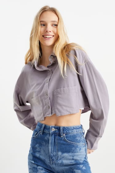 Damen - CLOCKHOUSE - Crop Bluse - hellviolett