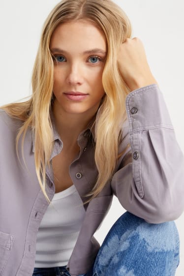 Women - Cropped blouse - light violet
