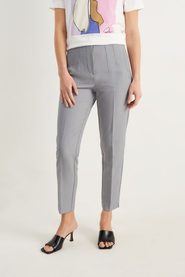 Femmes - Pantalon de toile - high waist - tapered fit - gris