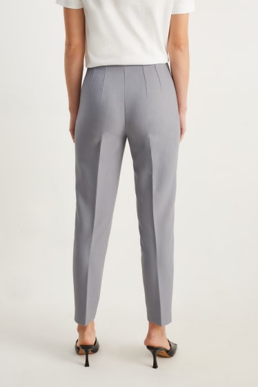 Kobiety - Spodnie materiałowe - wysoki stan - tapered fit - szary