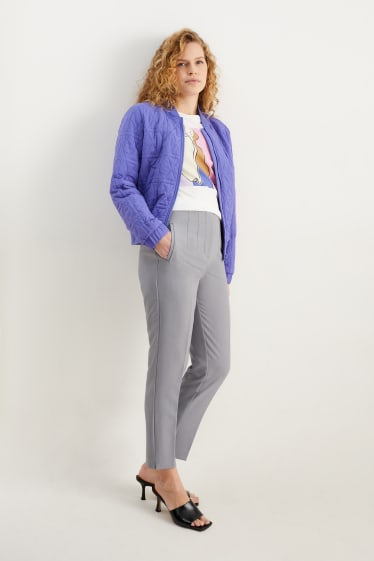 Mujer - Pantalón de tela - high waist - tapered fit - gris