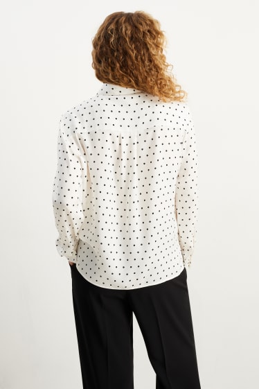 Femei - Bluză office - cu buline - alb-crem