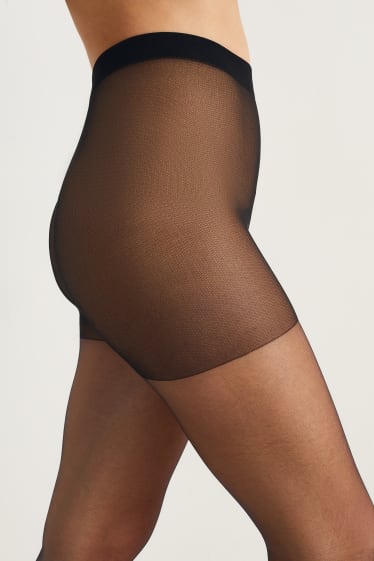 Women - Multipack of 4 - sheer tights - 15 denier  - black