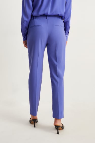Women - Business trousers - mid-rise waist - slim fit - purple