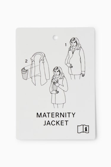 Women - Maternity parka with hood and baby pouch - black