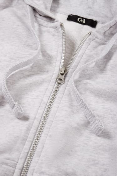 Femmes - Sweat zippé basique à capuche - gris clair chiné