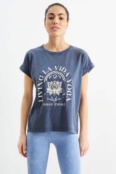 Dames - T-shirt - yoga - blauw