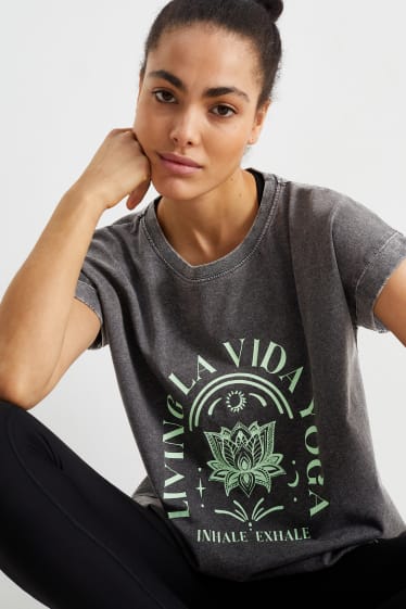 Femmes - T-shirt - yoga - gris foncé