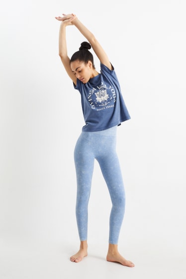 Damen - Sport-Leggings - seamless - UV-Schutz - hellblau