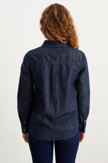 Dames - Spijkerblouse - jeansdonkerblauw