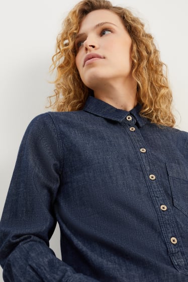 Dames - Spijkerblouse - jeansdonkerblauw