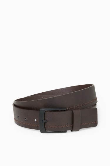 Men - Belt - faux leather - dark brown