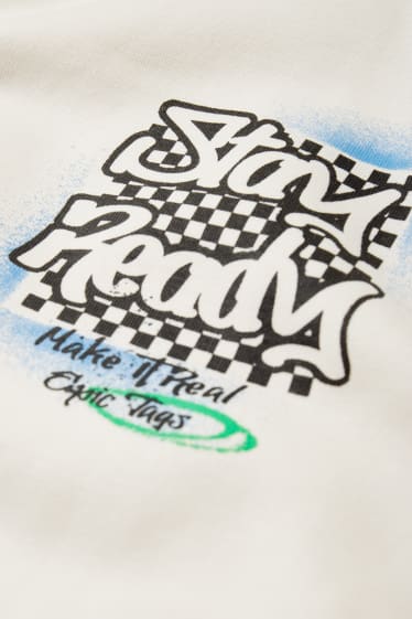 Enfants garçons - Graffiti - sweat à capuche - blanc crème