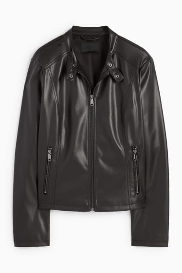 Women - Biker jacket - faux leather - black