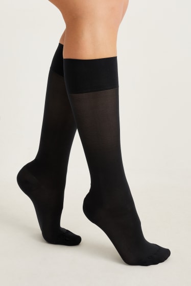 Women - Multipack of 2 - sheer knee highs - 70 denier - black