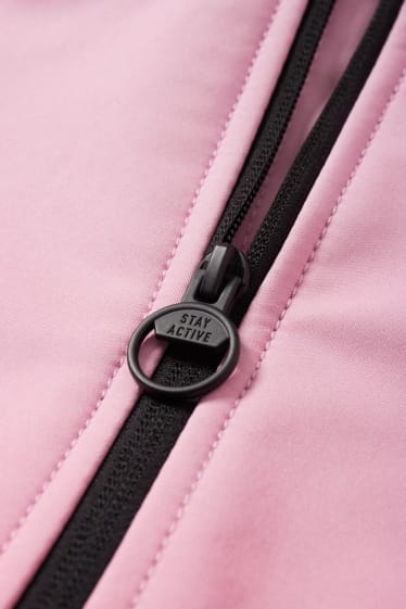 Dětské - Softshellová bunda s kapucí - z vodotěsného materiálu - růžová