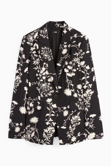 Dames - Blazer - regular fit - gebloemd - zwart