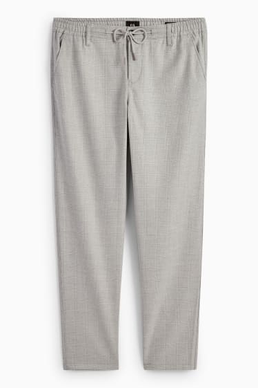 Pánské - Kalhoty chino - kostkované - světle šedá-žíhaná