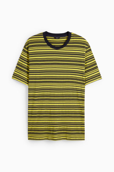 Mężczyźni - T-shirt - w paski - żółty