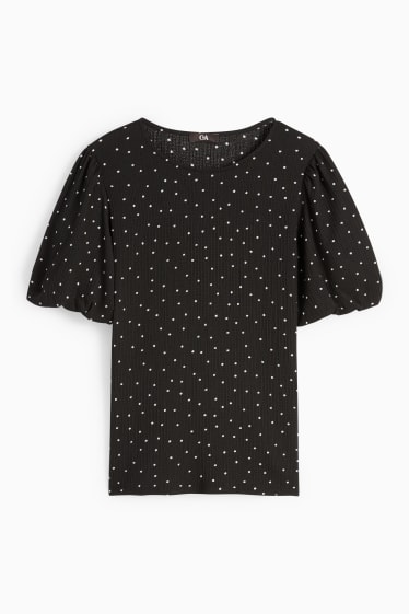 Dámské - Tričko - puntíkované - černá