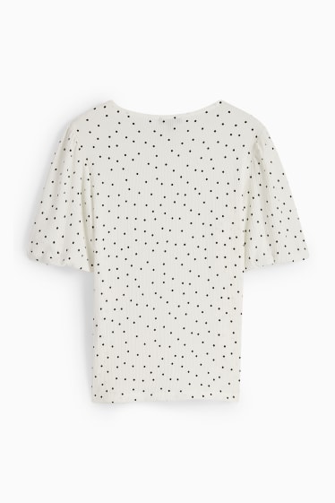 Mujer - Camiseta - de lunares - blanco