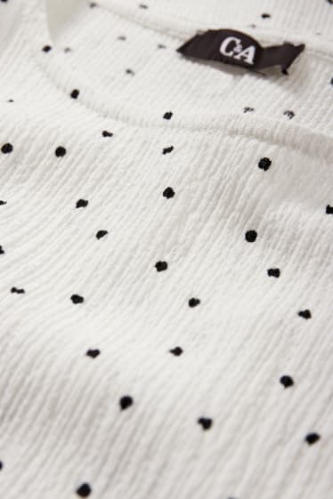 Dámské - Tričko - puntíkované - bílá