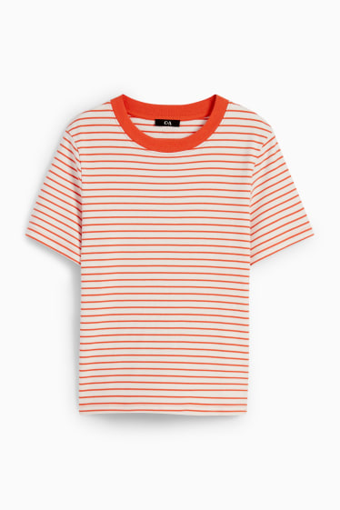 Donna - T-shirt - a righe - bianco / rosso